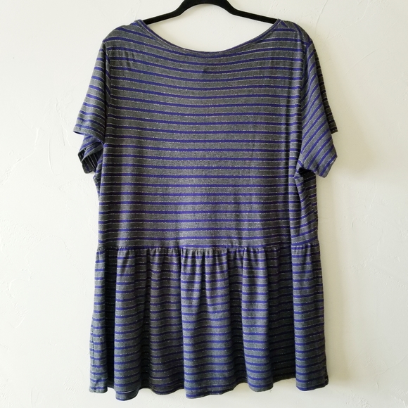 Torrid Metallic Glitter Striped Peplum Top Size 3 - Picture 3 of 7